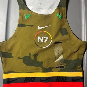 Nike Olive Camo Tank with Multicolor Stripes